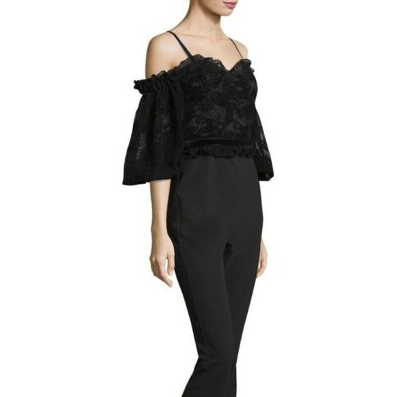 Parker Pants - Parker Rowen Velvet and Lace Black Jumpsuit NWT